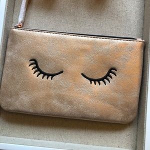 Stella & Dot Rose Gold Embroidered Eyelash Pouch